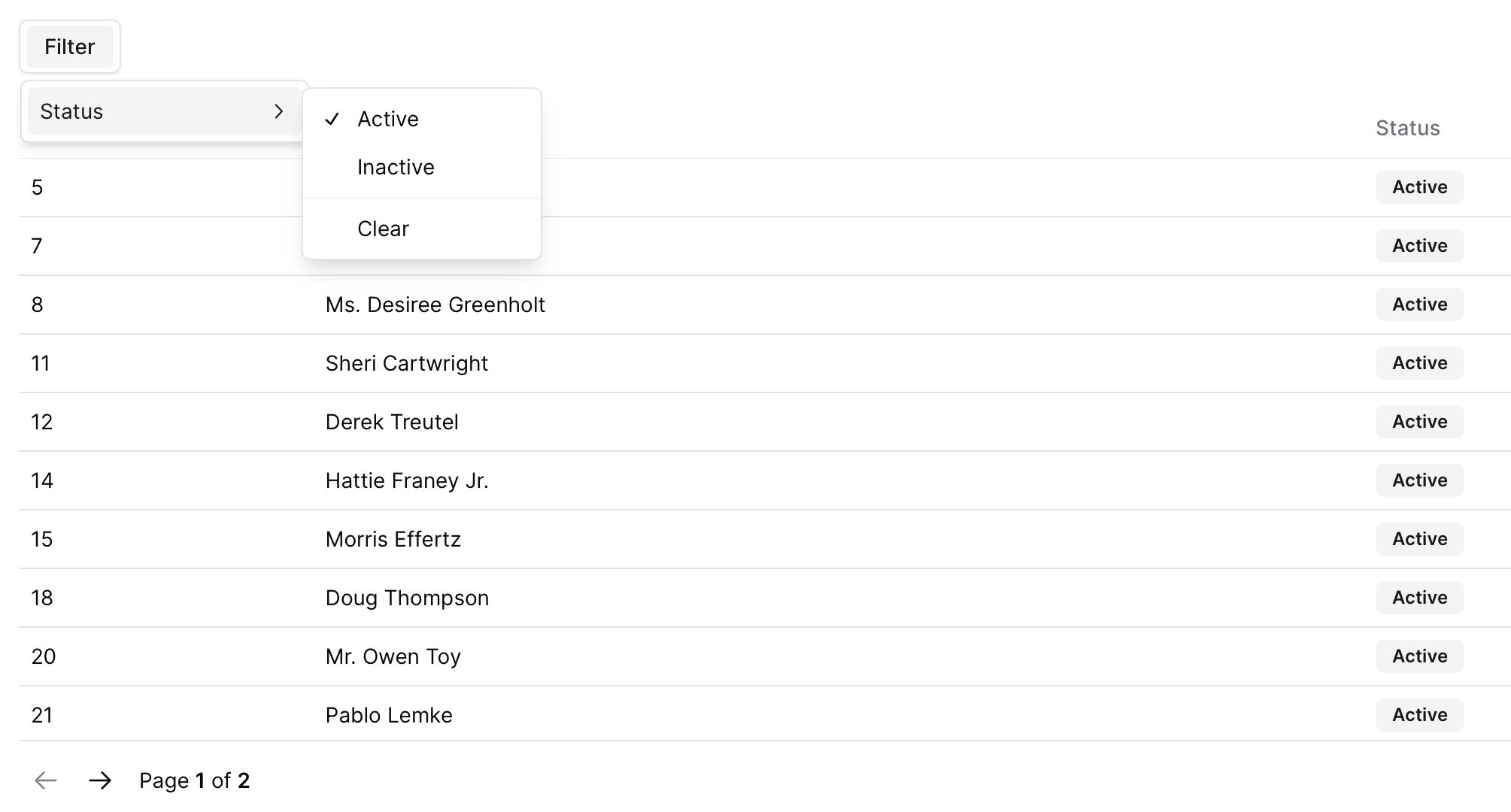 Svelte Data Table screenshot